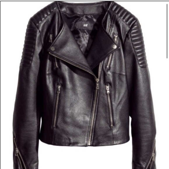 H&M rare special edition leather moto jacket size 4 XS - Picture 1 of 5